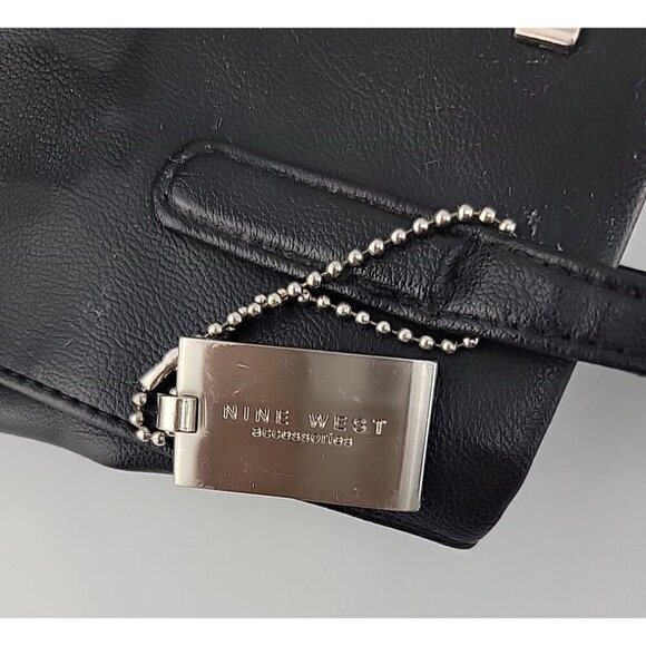 Nine West Black Faux Leather Purse  Pre-owned Classic Professional Y2K EUC 10"x8 - Picture 9 of 11